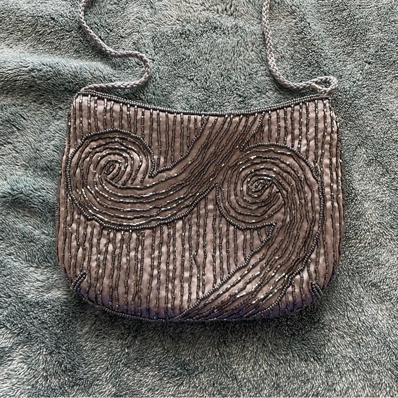 Elegant Gray Beaded Women's Bag‎ - Picture 1 of 6